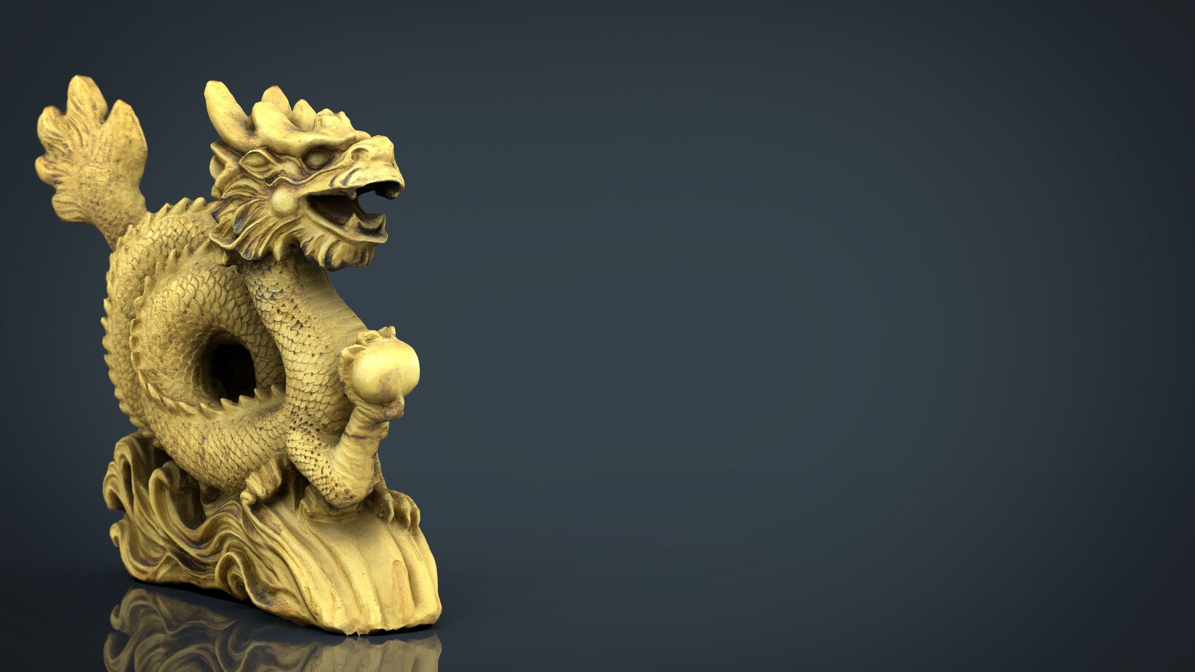 Chinese dragon statue 2 Low-poly 3D model_11
