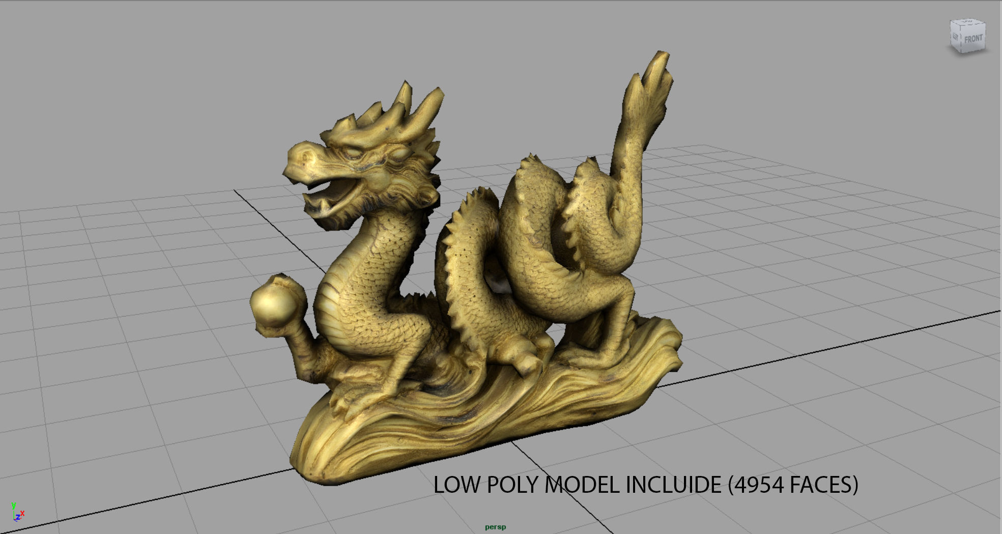 Chinese dragon statue 2 Low-poly 3D model_6