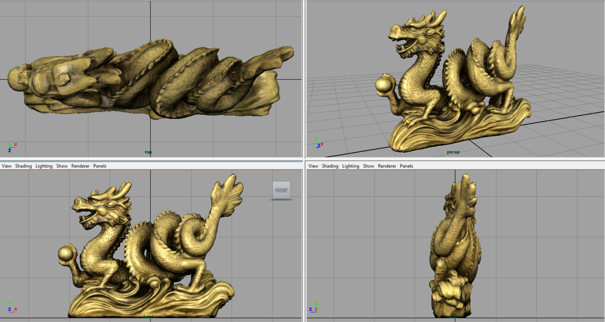Chinese dragon statue 2 Low-poly 3D model_7