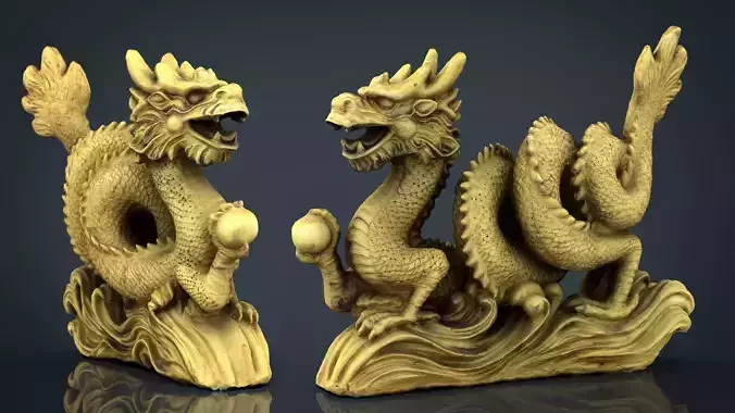 Chinese dragon statue 2 Low-poly 3D model Chinese dragon statue 2 Low-poly 3D model