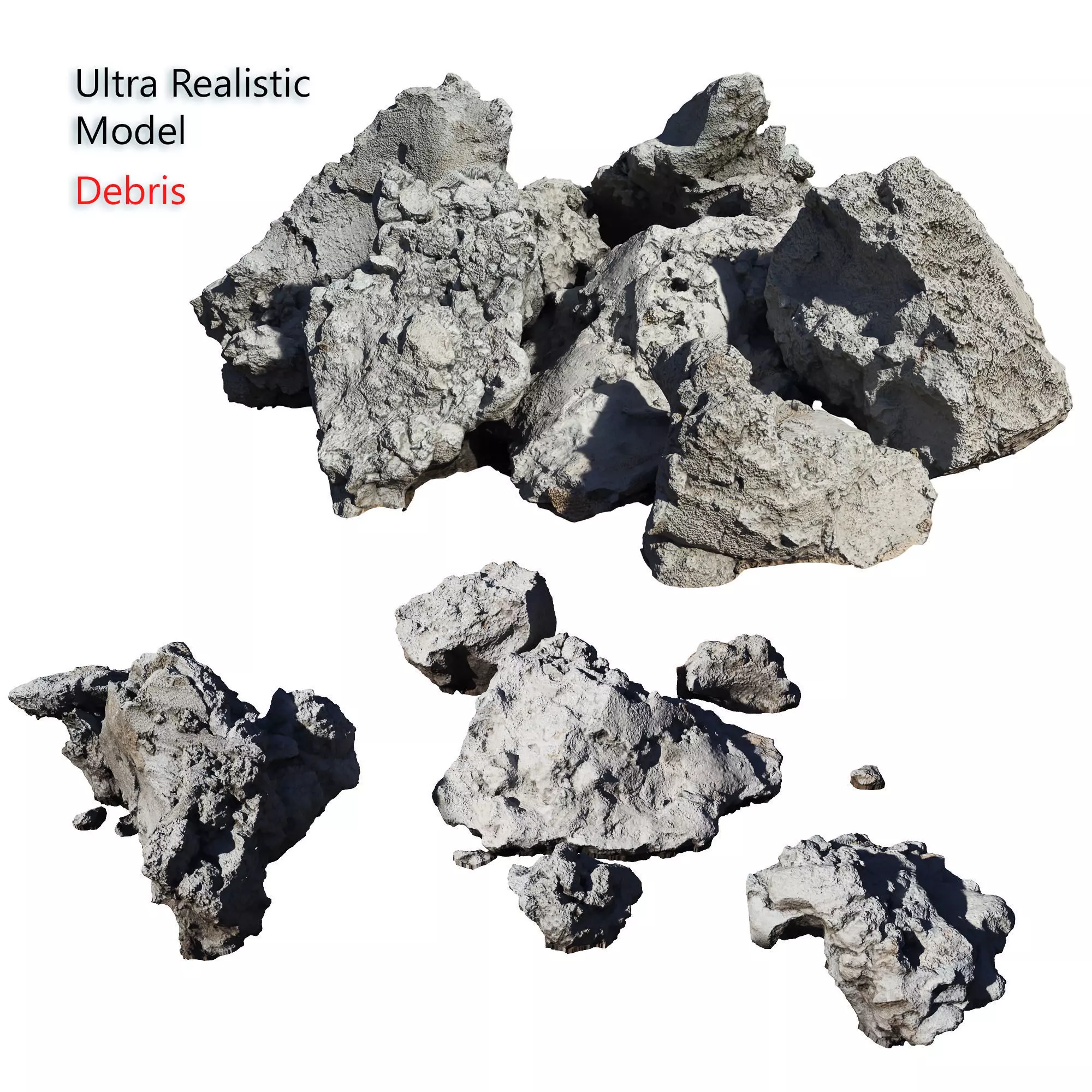 Debris rock Low-poly 3D model_0