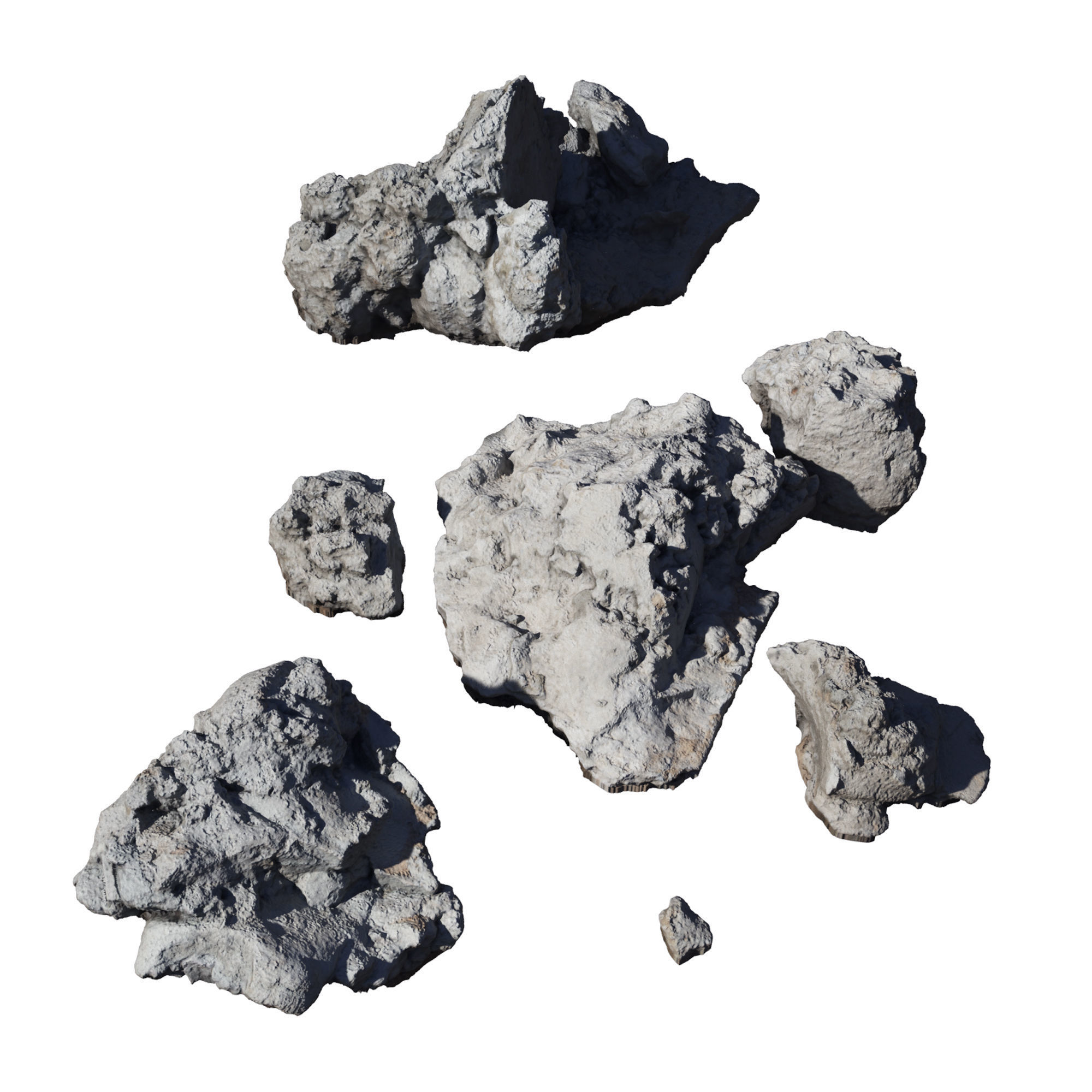 Debris rock Low-poly 3D model_6