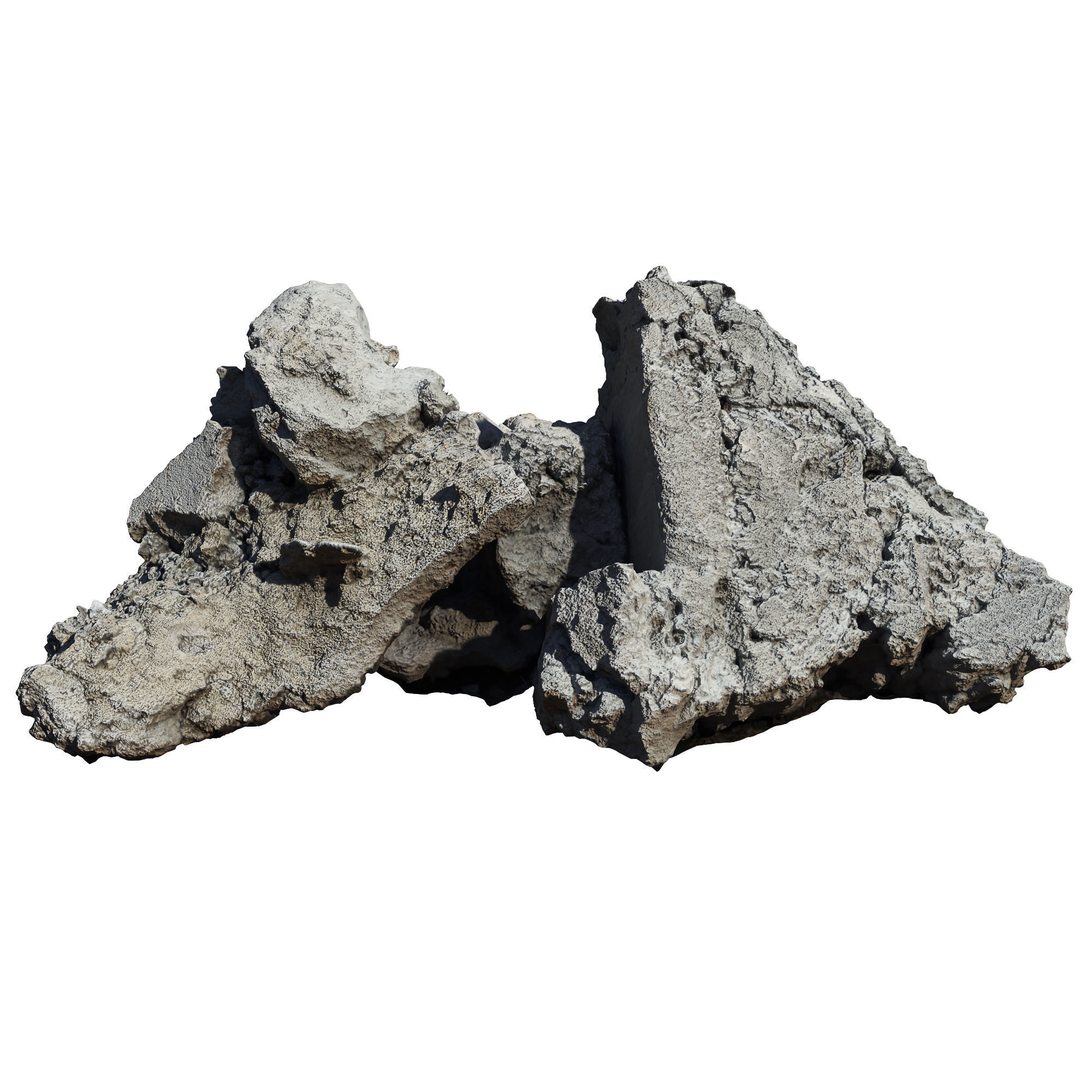 Debris rock Low-poly 3D model_2