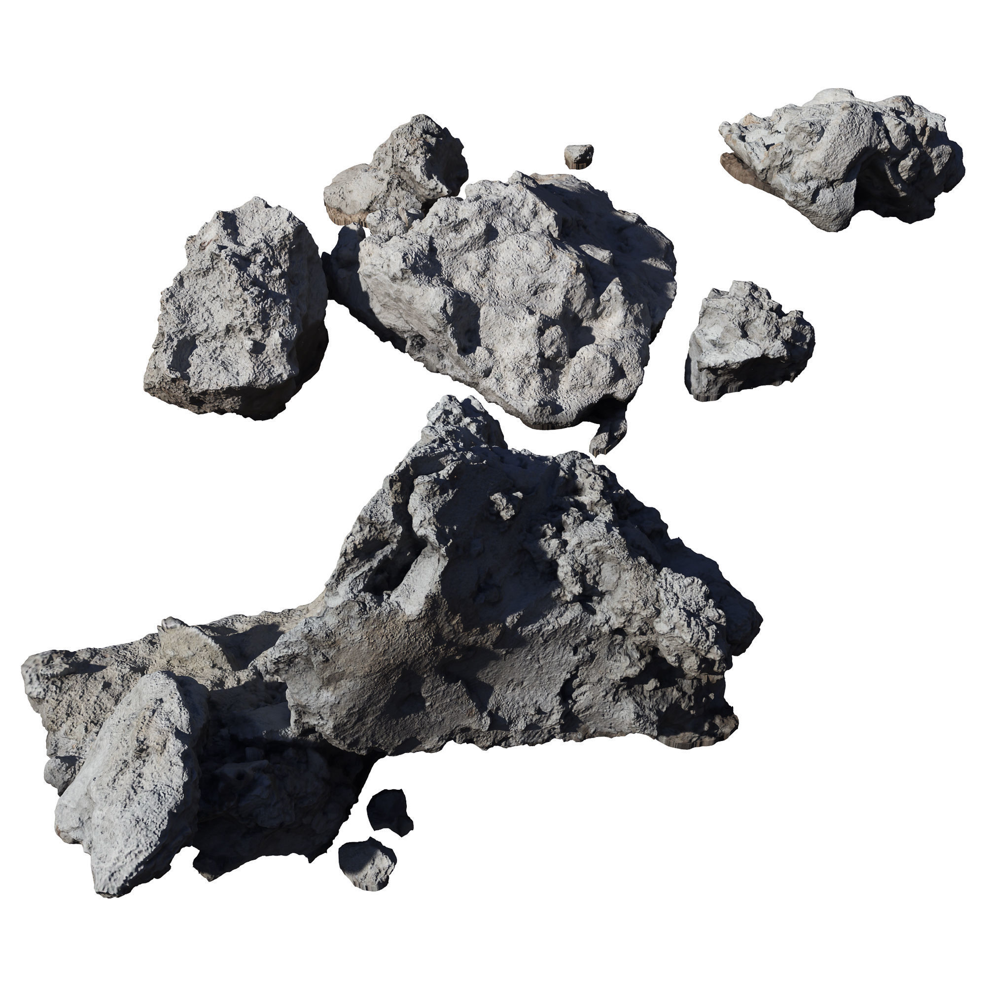 Debris rock Low-poly 3D model_8