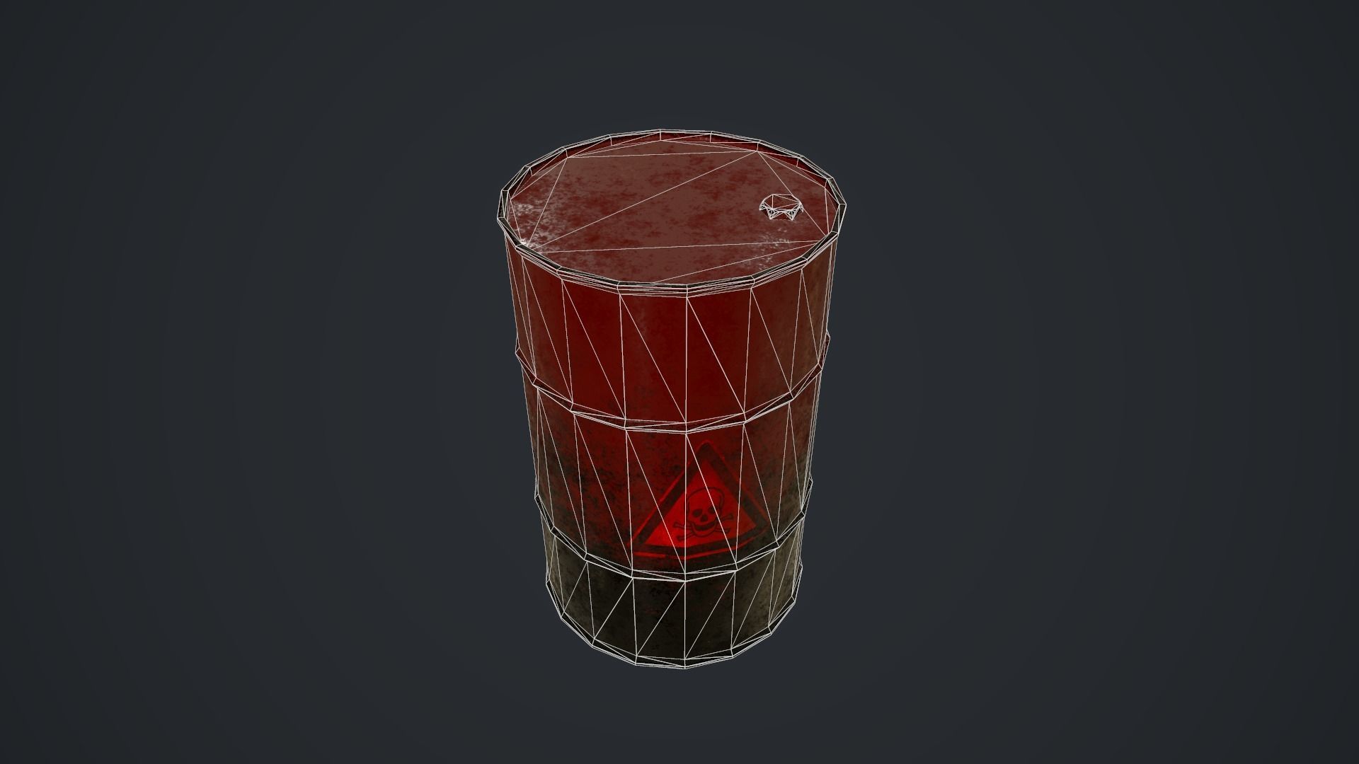Metal Barrel Low-poly 3D model_9