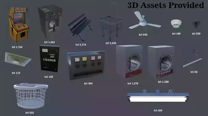 Laundromat Low-poly 3D model