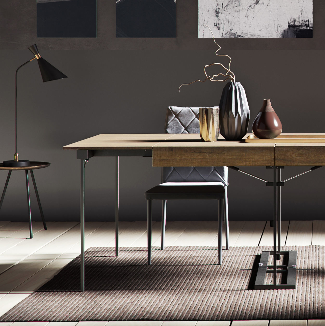 Grey Wall interior scene 3D model_3