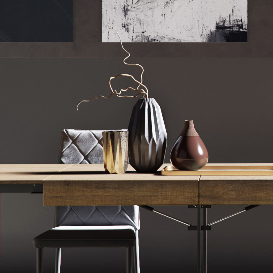 Grey Wall interior scene 3D model_4