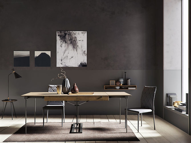 Grey Wall interior scene 3D model