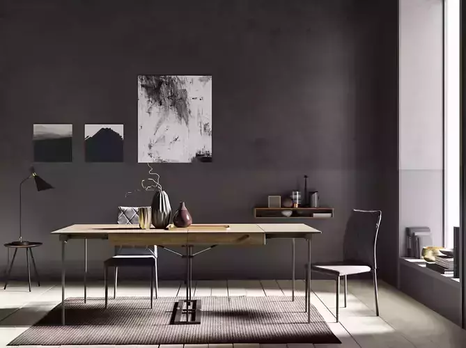 Grey Wall interior scene 3D model