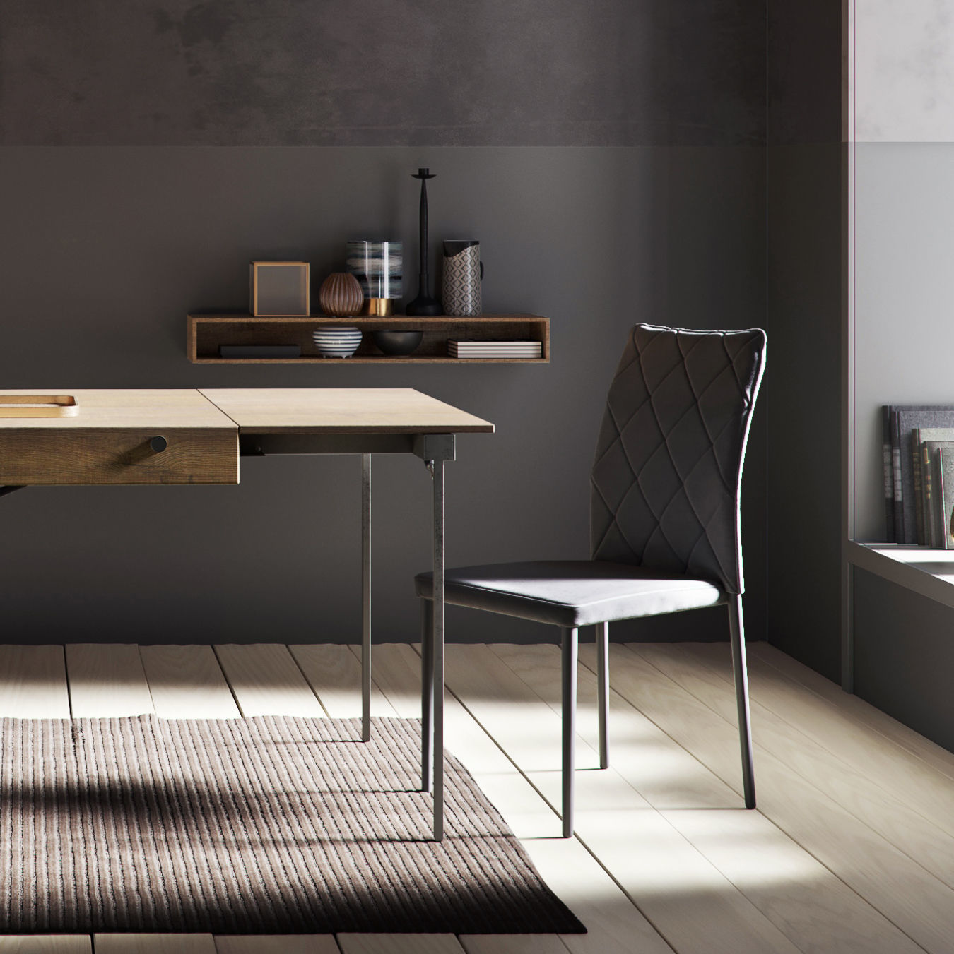 Grey Wall interior scene 3D model_2