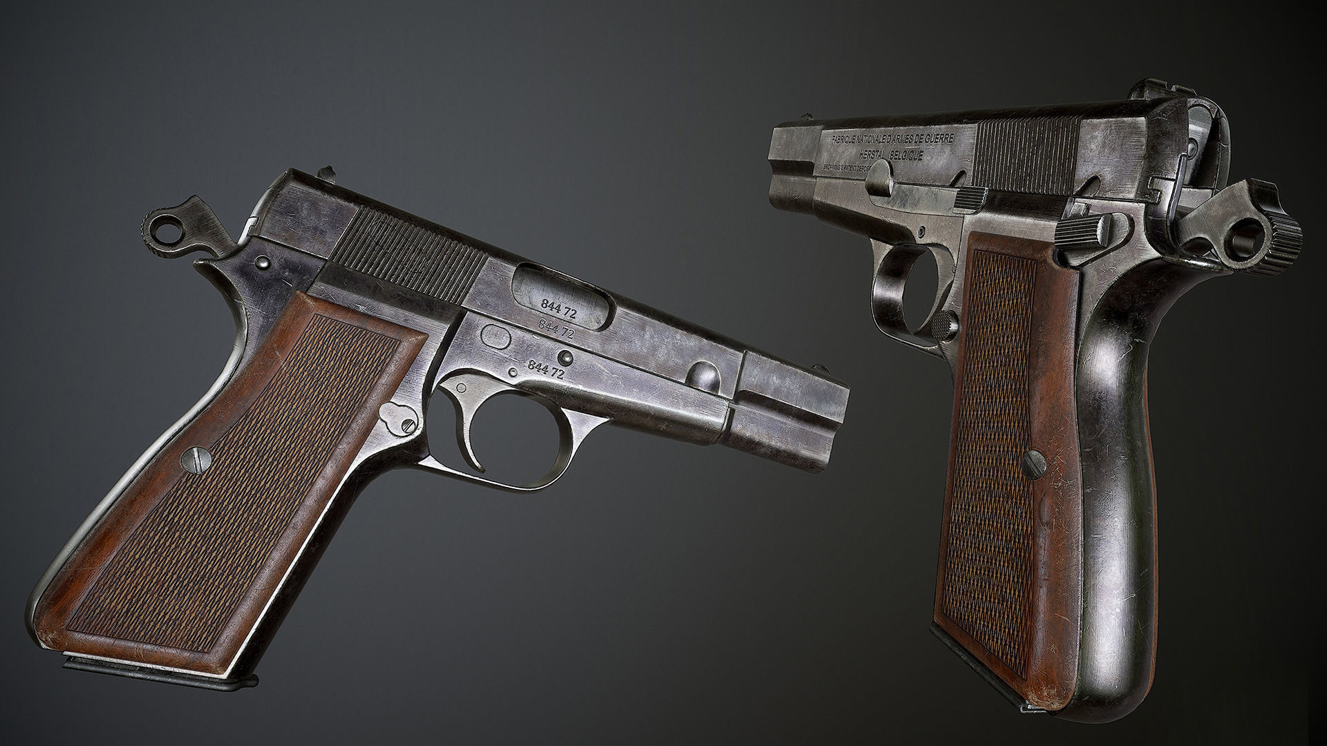 Browning HP Low-poly 3D model_5