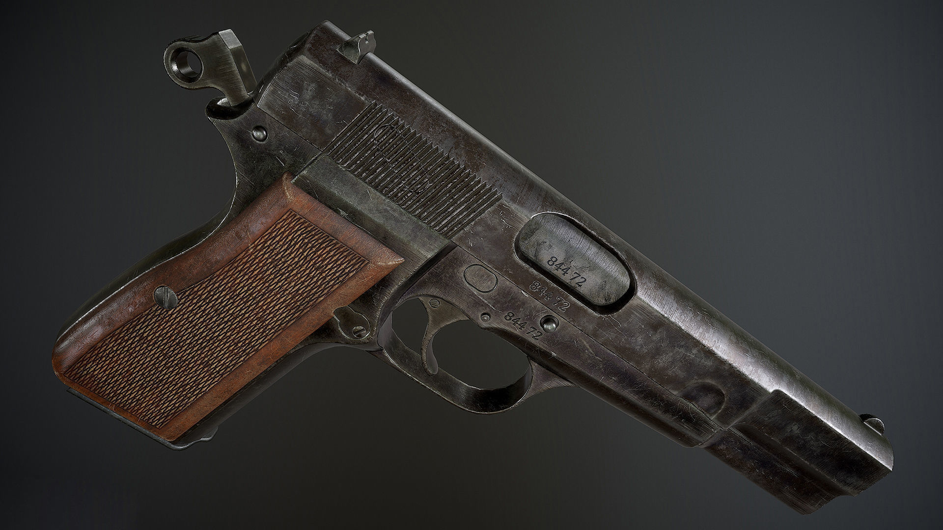 Browning HP Low-poly 3D model_4