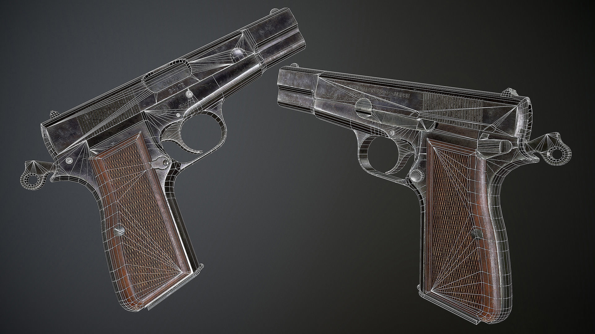 Browning HP Low-poly 3D model_2