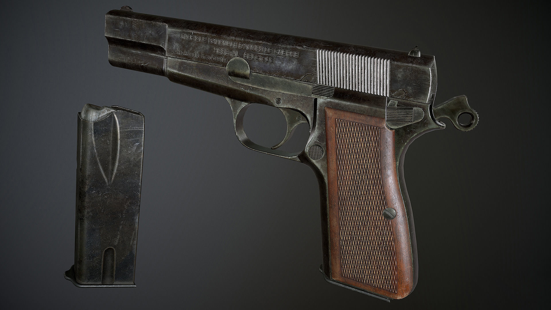 Browning HP Low-poly 3D model_3