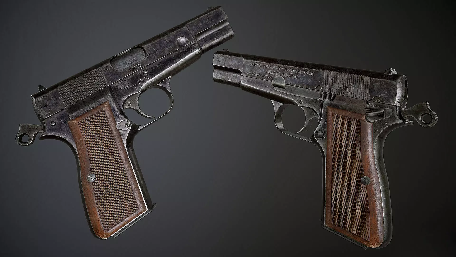Browning HP Low-poly 3D model_0
