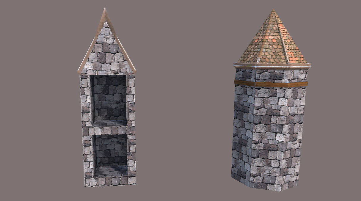 Low Poly medieval houses  Low-poly 3D model_9