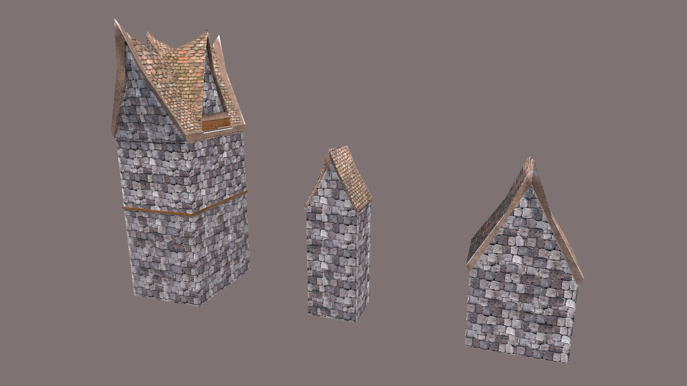 Low Poly medieval houses  Low-poly 3D model_11