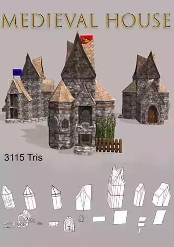 Low Poly medieval houses 