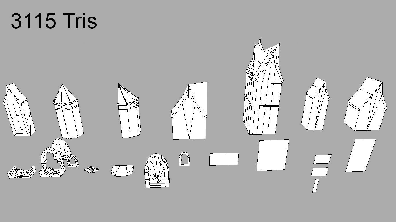 Low Poly medieval houses  Low-poly 3D model_2