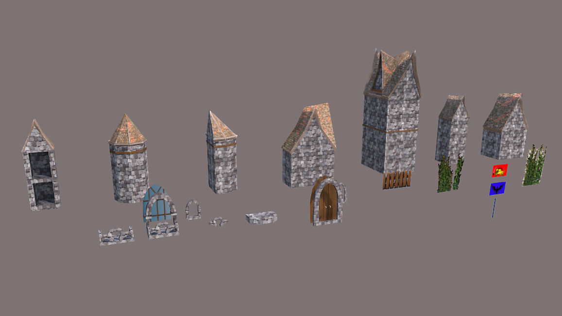 Low Poly medieval houses  Low-poly 3D model_1
