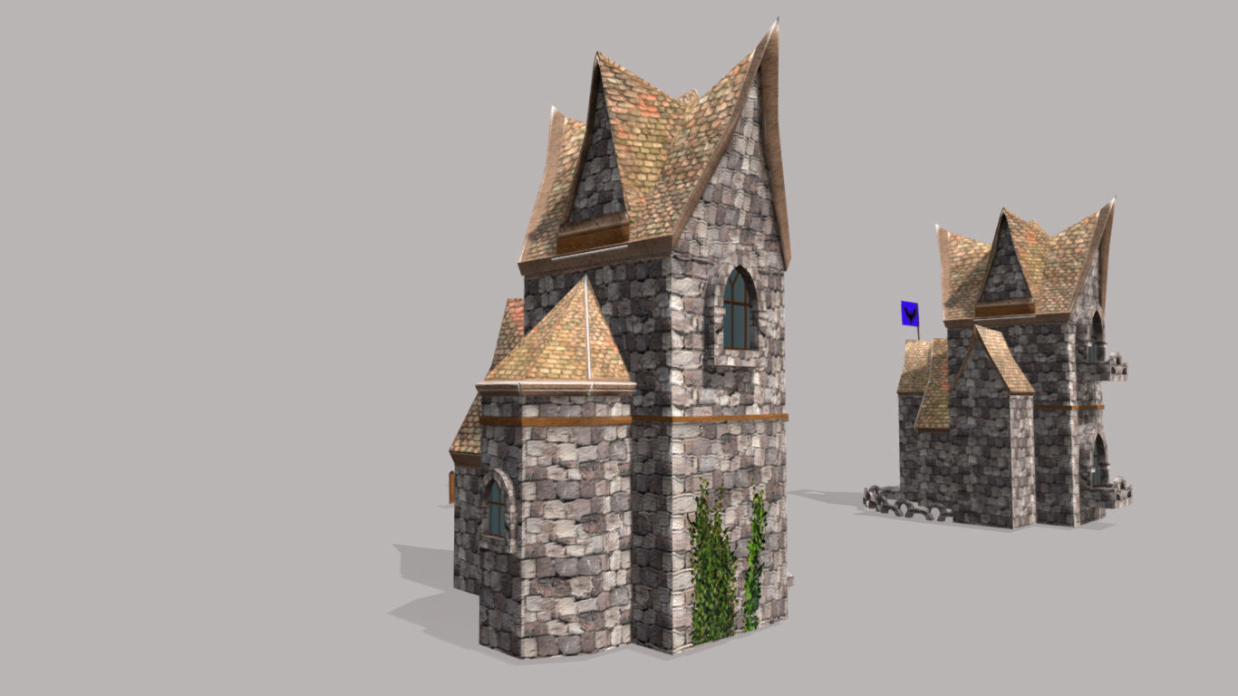 Low Poly medieval houses  Low-poly 3D model_7