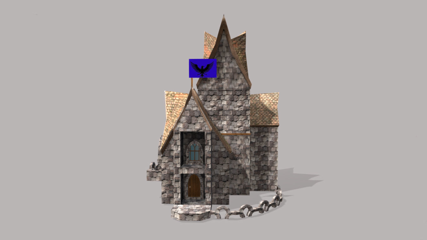 Low Poly medieval houses  Low-poly 3D model_5