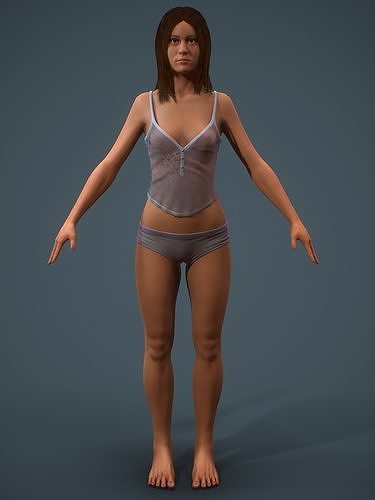 Girl in underwear Low-poly 3D model