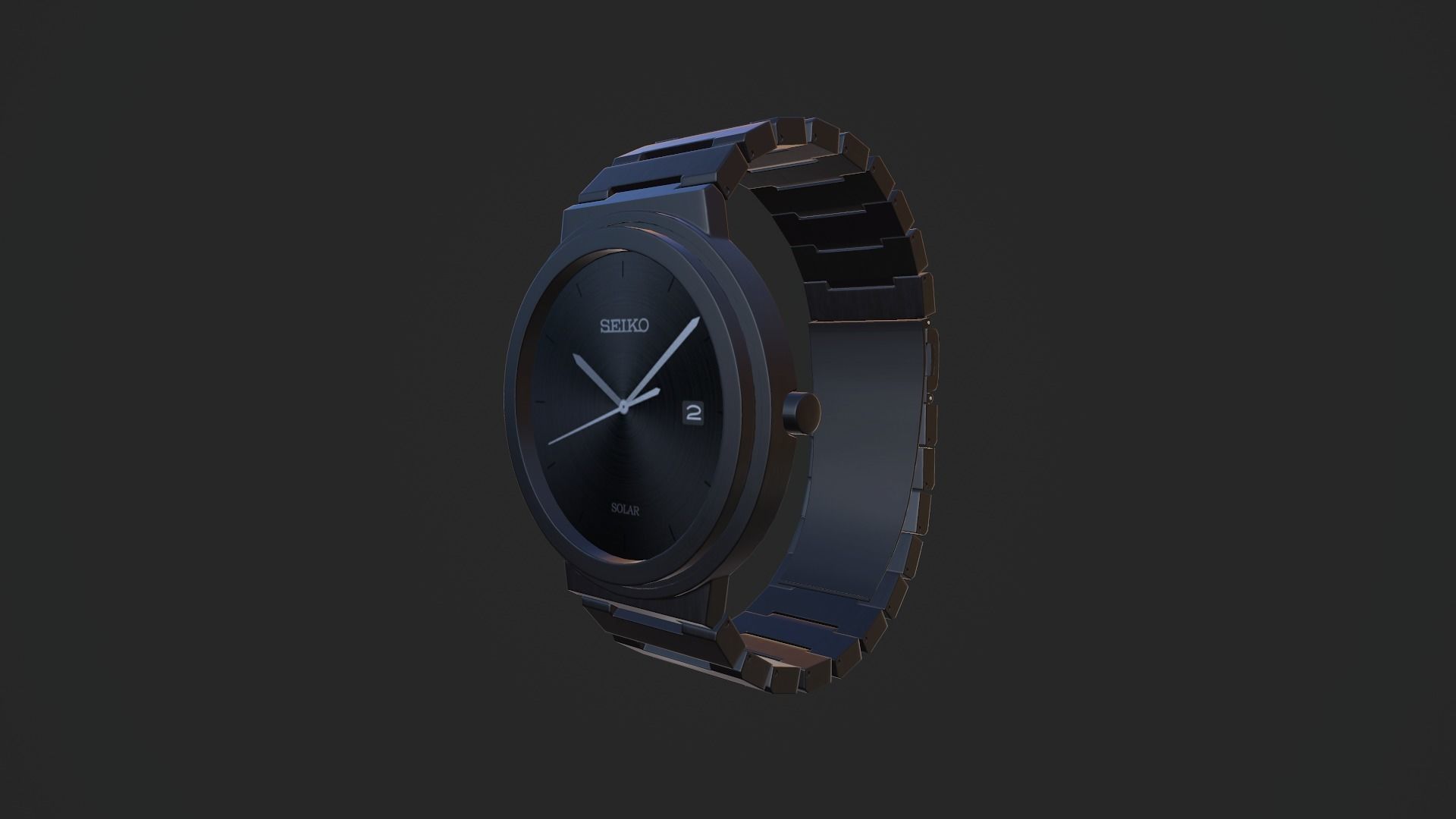 PBR Seiko wrist watch design Low-poly 3D model_1