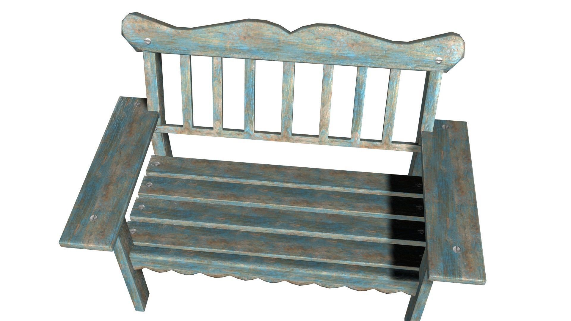 bench wooden chair Low-poly 3D model_1
