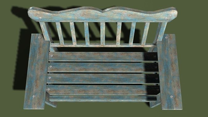 bench wooden chair Low-poly 3D model