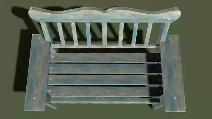 bench wooden chair Low-poly 3D model