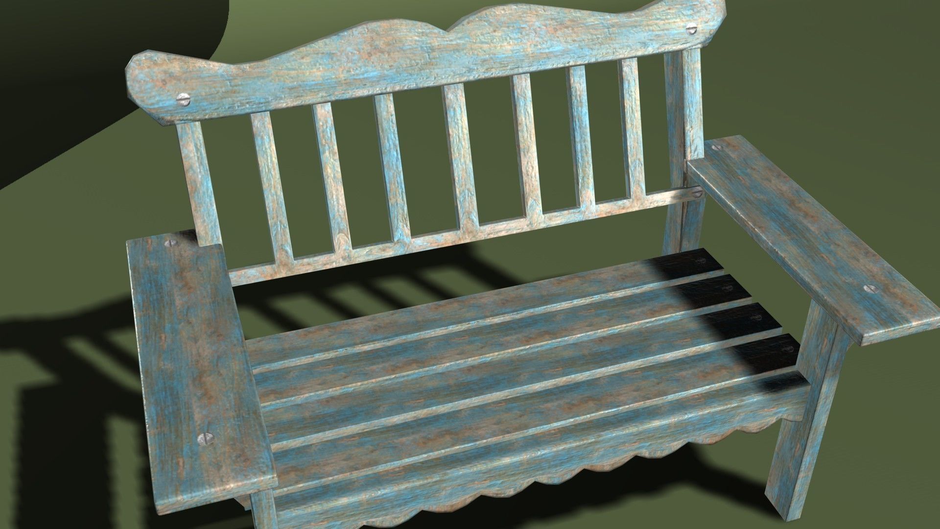 bench wooden chair Low-poly 3D model_5
