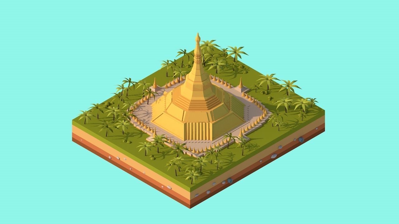 Cartoon Low Poly Asia Landmarks Pack Low-poly 3D model_10