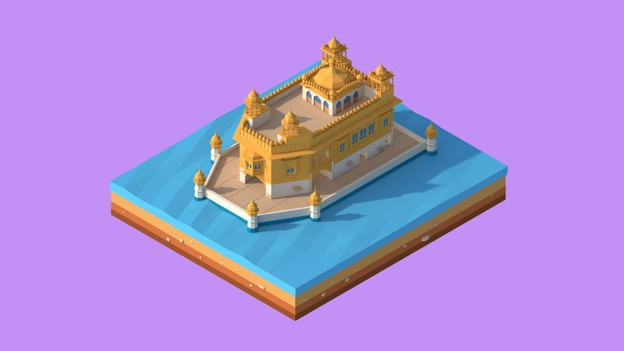 Cartoon Low Poly Asia Landmarks Pack Low-poly 3D model_9
