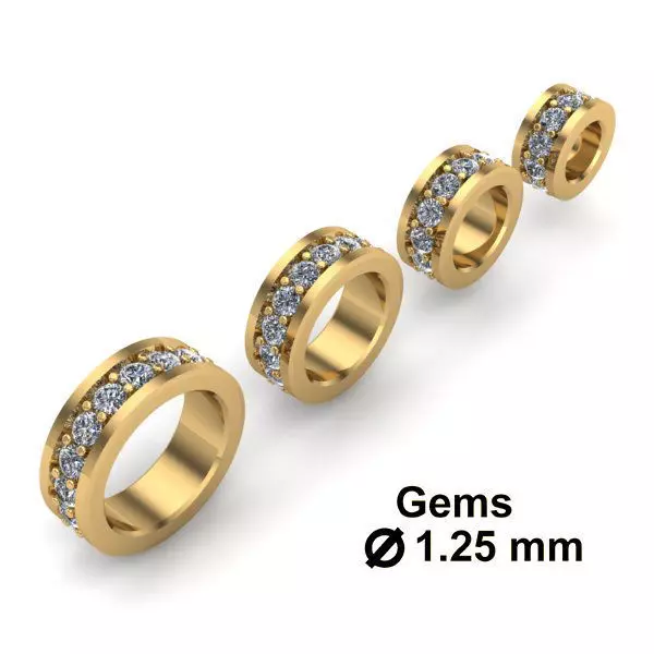 CHARMS three gold wedding rings with diamonds 3D print model_0