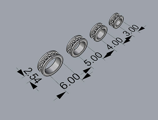 CHARMS three gold wedding rings with diamonds 3D print model_4