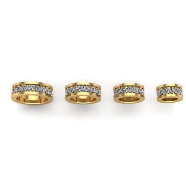 CHARMS three gold wedding rings with diamonds 3D print model_2