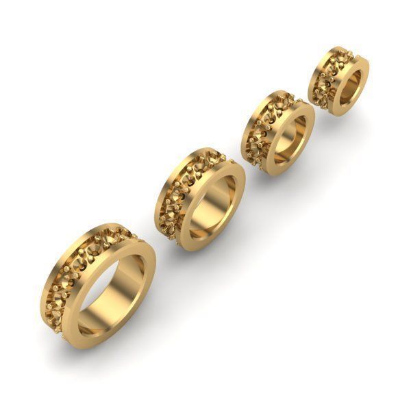 CHARMS three gold wedding rings with diamonds 3D print model_3