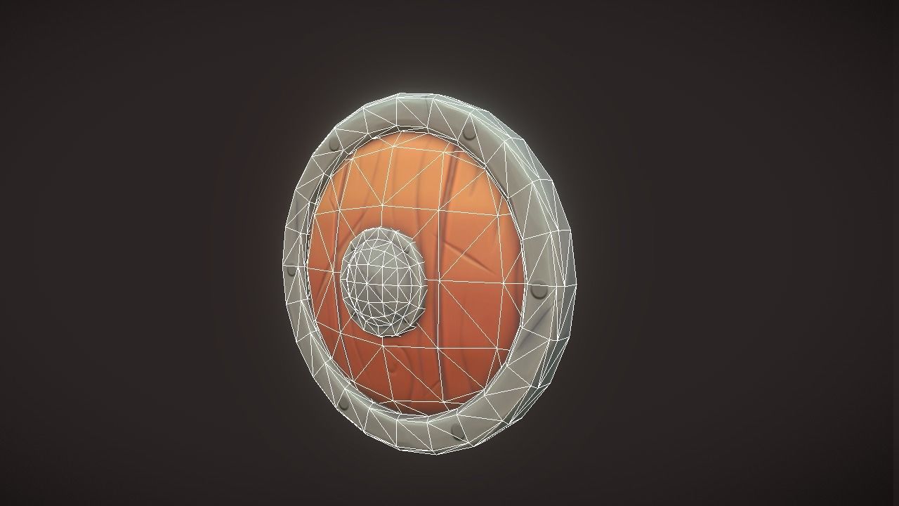 Wooden Shield Low-poly 3D model_2