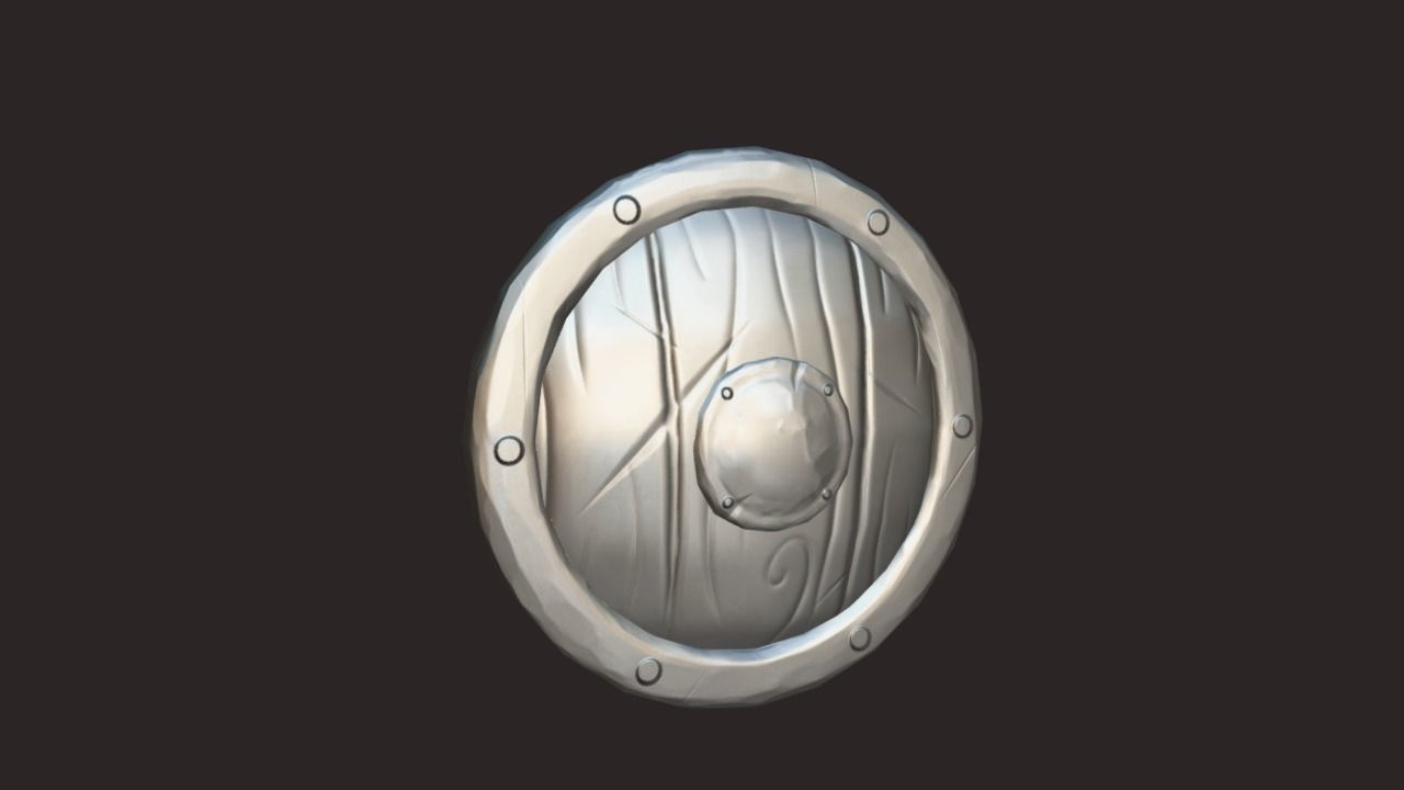 Wooden Shield Low-poly 3D model_4