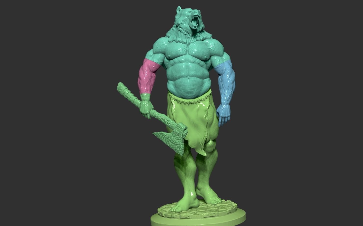 barbarian bear 3D print model_20