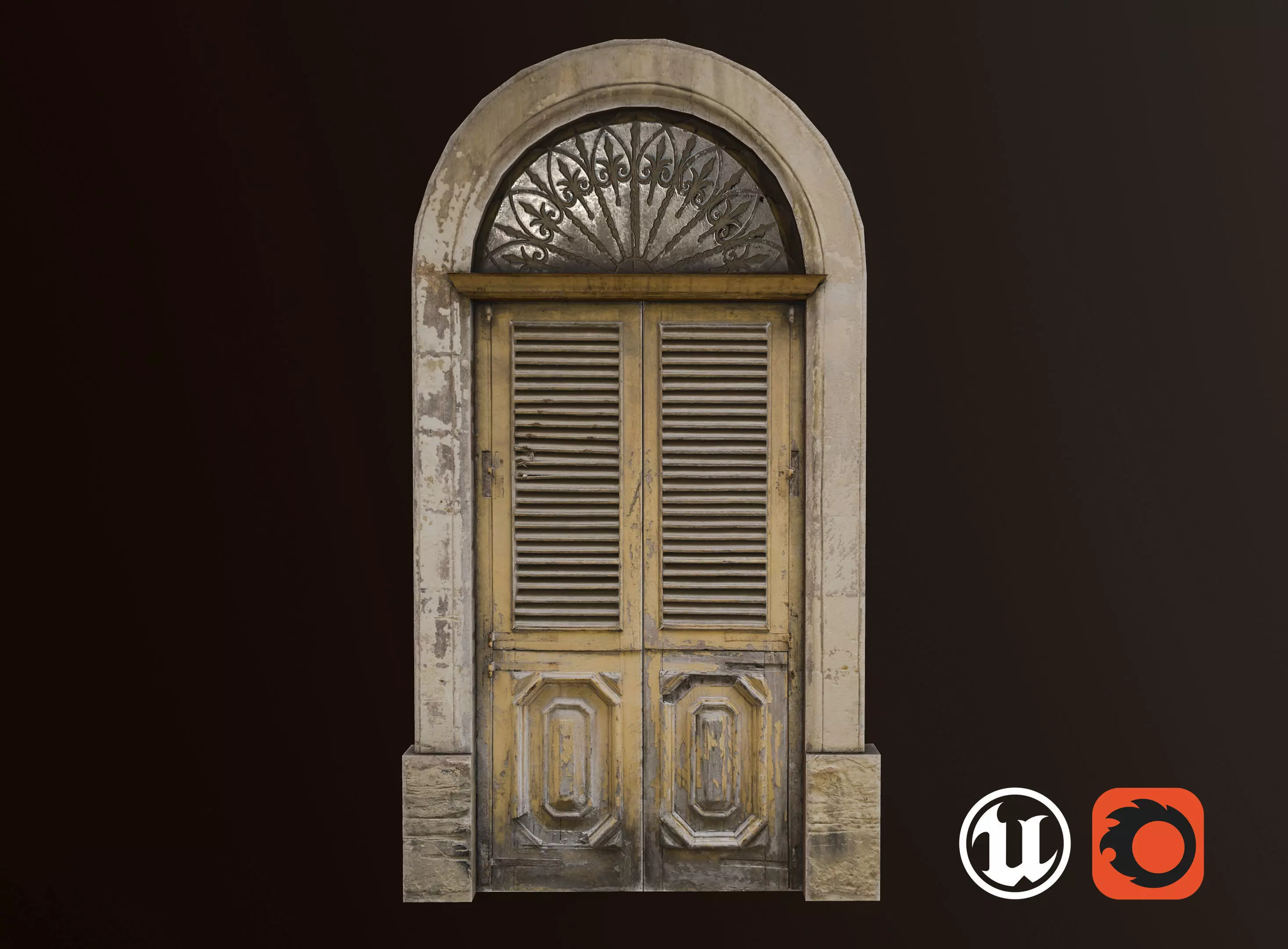 Medieval Door 1 PBR Low-poly 3D model_0