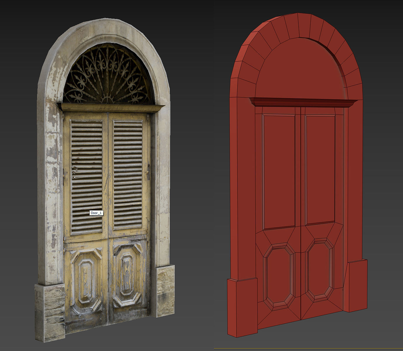 Medieval Door 1 PBR Low-poly 3D model_3