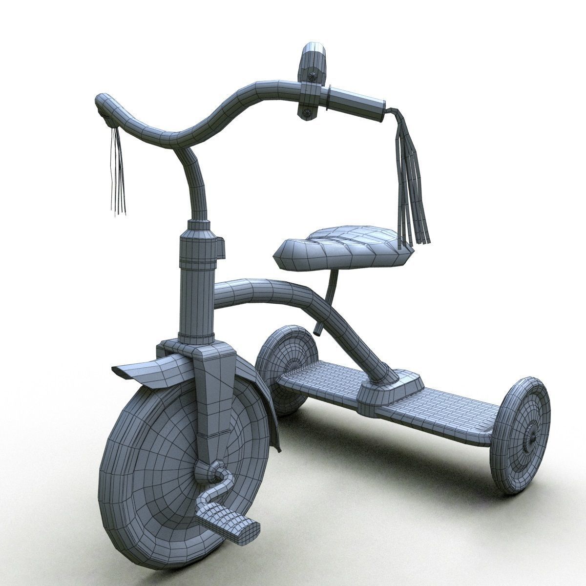 Tricycle Classic Low-poly 3D model_4