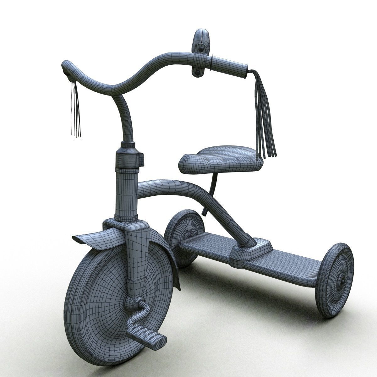 Tricycle Classic Low-poly 3D model_7