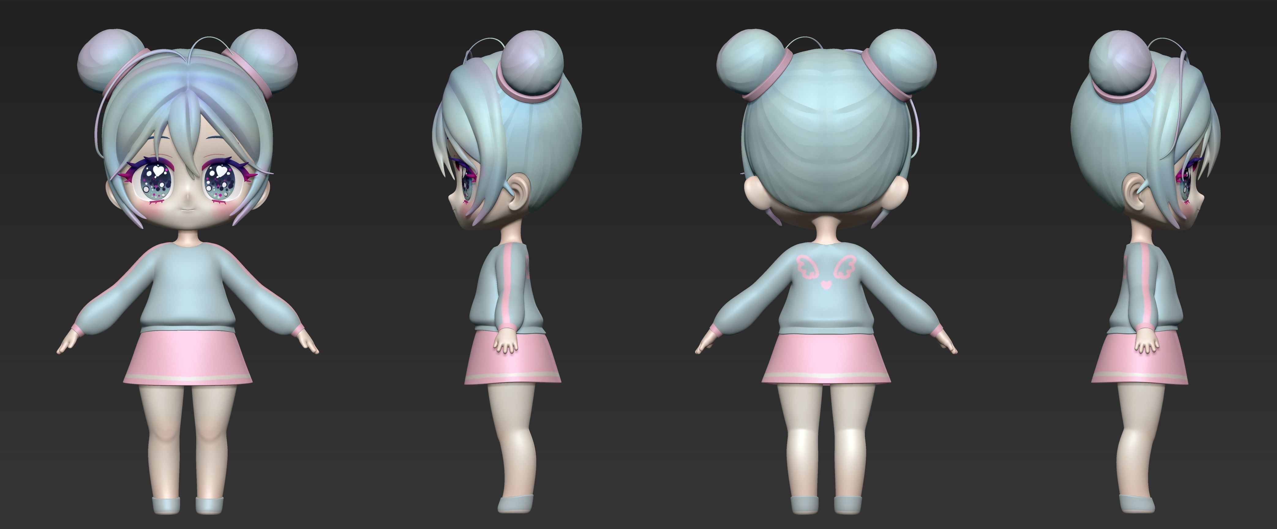 Chibi BaseMesh 3D model_4