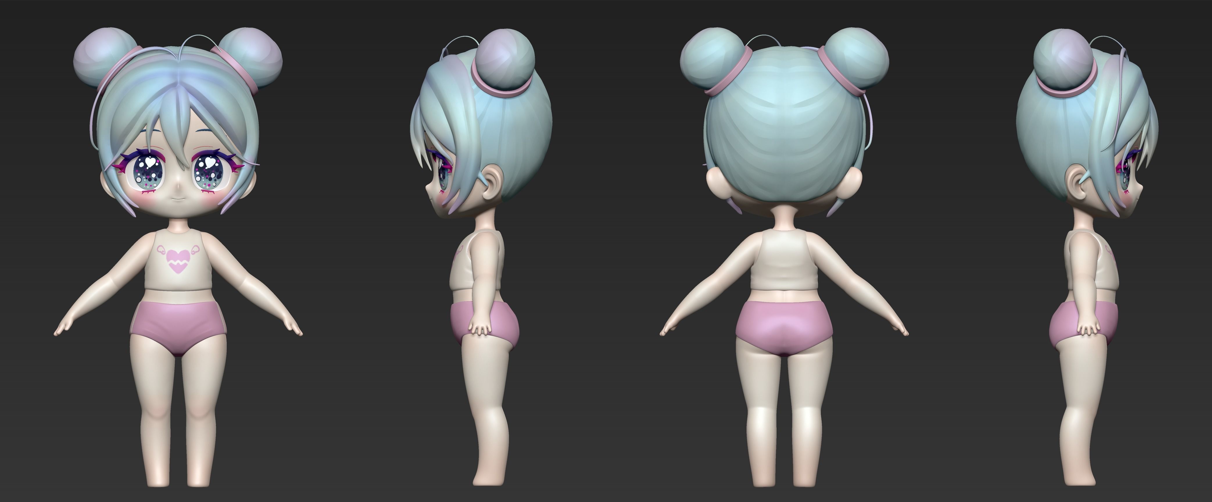 Chibi BaseMesh 3D model_1