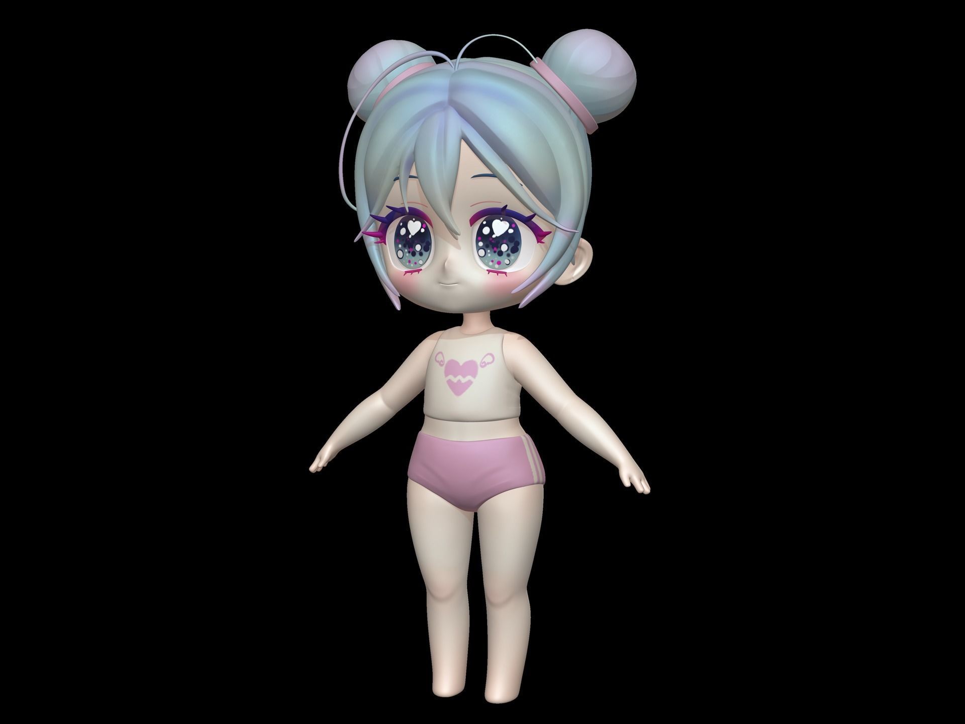 Chibi BaseMesh 3D model_7