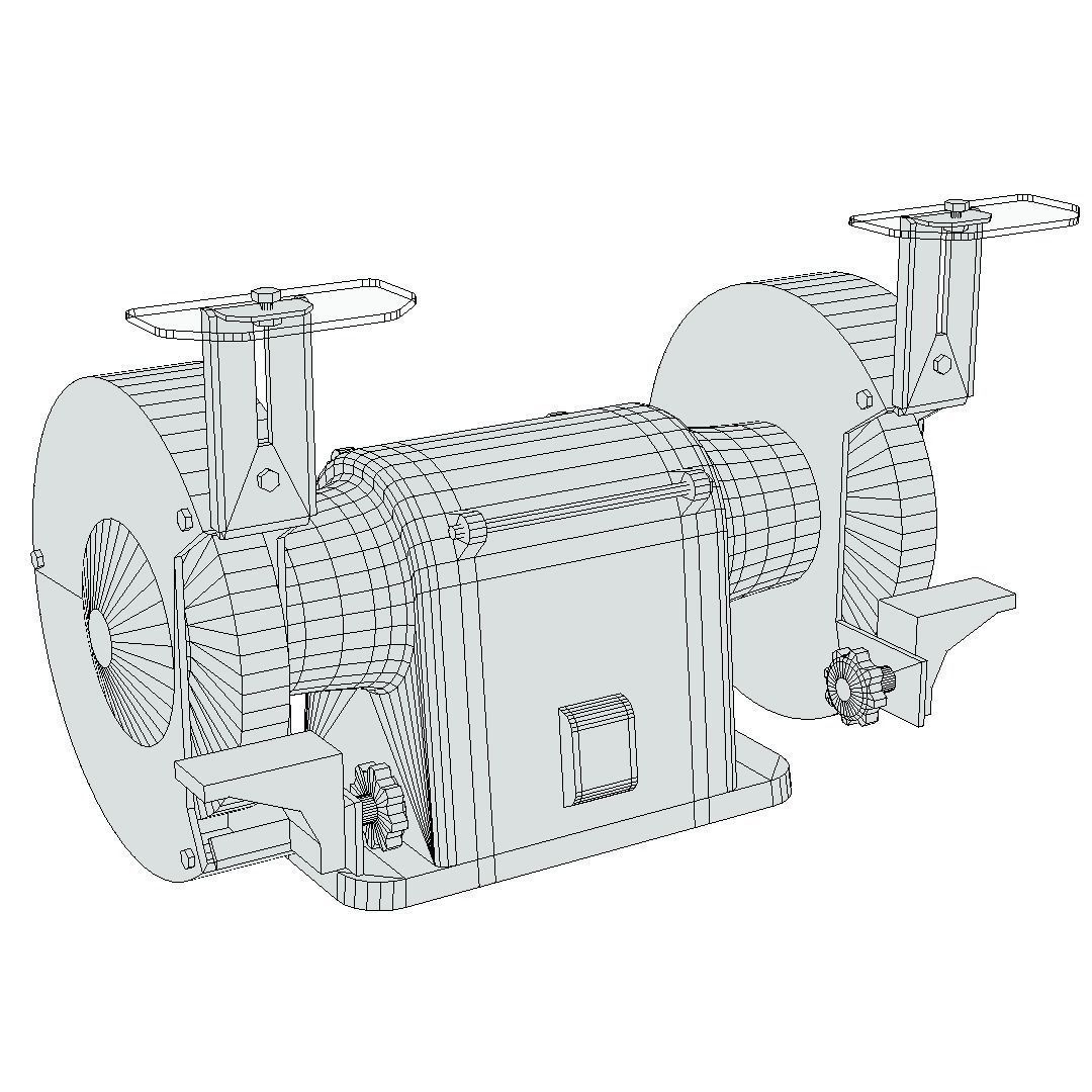Bench Grinder - Hanning E6Z2-061 Dirty Low-poly 3D model_7